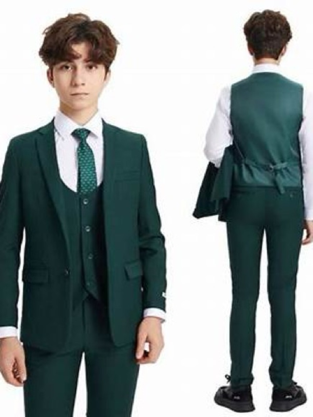 Stacy Adams Dark Green Three-Piece Boys Suit Size 7